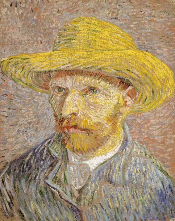 Pinturas de Van Gogh Autorretrato-sombrero-paja