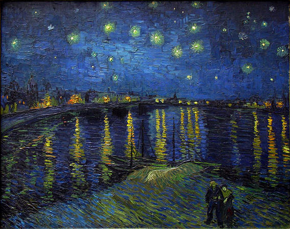 Pinturas de Van Gogh noche estrellada sobre el rodano 