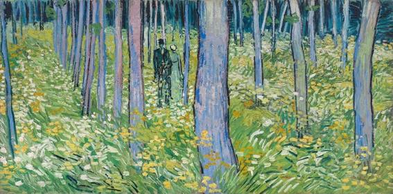 Pinturas de Van Gogh sotobosque-con-dos-figuras