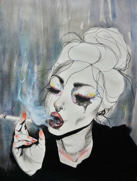 Sensual Melancholy Girls Smoke-w636-h600