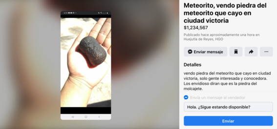 venden meteorito facebook 1