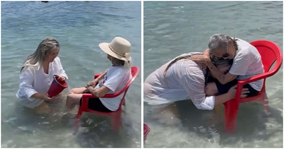 nieta lleva a su abuelita de 94 anos a conocer el mar 4
