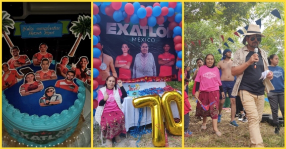 abuelita celebra su cumpleanos con fiesta tematica de exatlon mexico